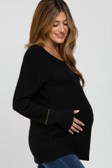 Black Brushed Maternity Long Sleeve Top