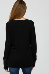 Black Brushed Maternity Long Sleeve Top