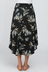 Charcoal Floral Smocked Midi Skirt