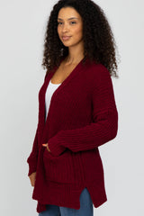 Burgundy Chunky Knit Cardigan