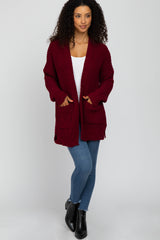 Burgundy Chunky Knit Cardigan