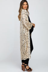 Cream Animal Print Side Slit Maternity Cover Up