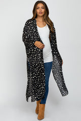 Black Animal Print Side Slit Maternity Cover Up