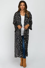 Black Animal Print Side Slit Maternity Cover Up