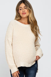 Cream Dropped Shoulder Maternity Sweater