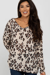 Ivory Leopard Print Knit Long Sleeve Top