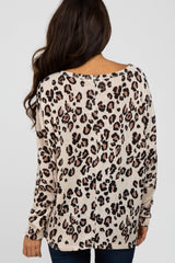 Ivory Leopard Print Knit Long Sleeve Top