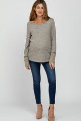 Heather Grey Brushed Maternity Long Sleeve Top