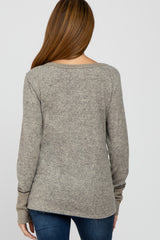 Heather Grey Brushed Maternity Long Sleeve Top