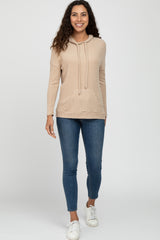 Taupe Ribbed Hooded Top