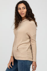 Taupe Ribbed Hooded Top