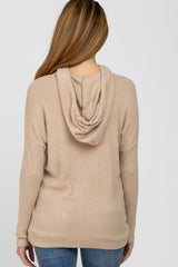 Taupe Ribbed Hooded Maternity Top