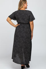 Black Dot Print Maternity Plus Hi-Lo Wrap Dress