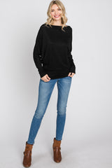 Black Soft Knit Off Shoulder Top