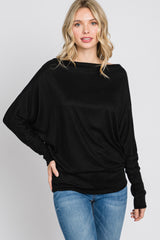 Black Soft Knit Off Shoulder Top