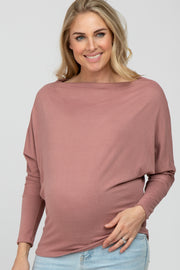 Mauve Soft Knit Off Shoulder Maternity Top