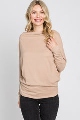 Beige Soft Knit Off Shoulder Top