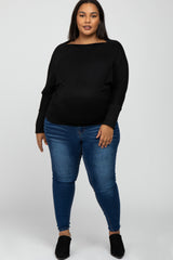 Black Soft Knit Off Shoulder Maternity Plus Top