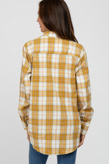 Yellow Plaid Button Up Collared Flannel Top