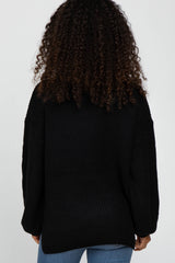 Black Knit Balloon Sleeve Sweater