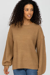 Mocha Knit Balloon Sleeve Maternity Sweater