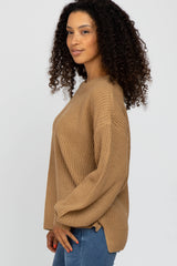 Mocha Knit Balloon Sleeve Sweater