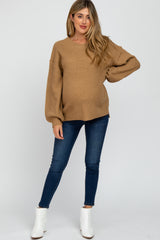 Mocha Knit Balloon Sleeve Maternity Sweater