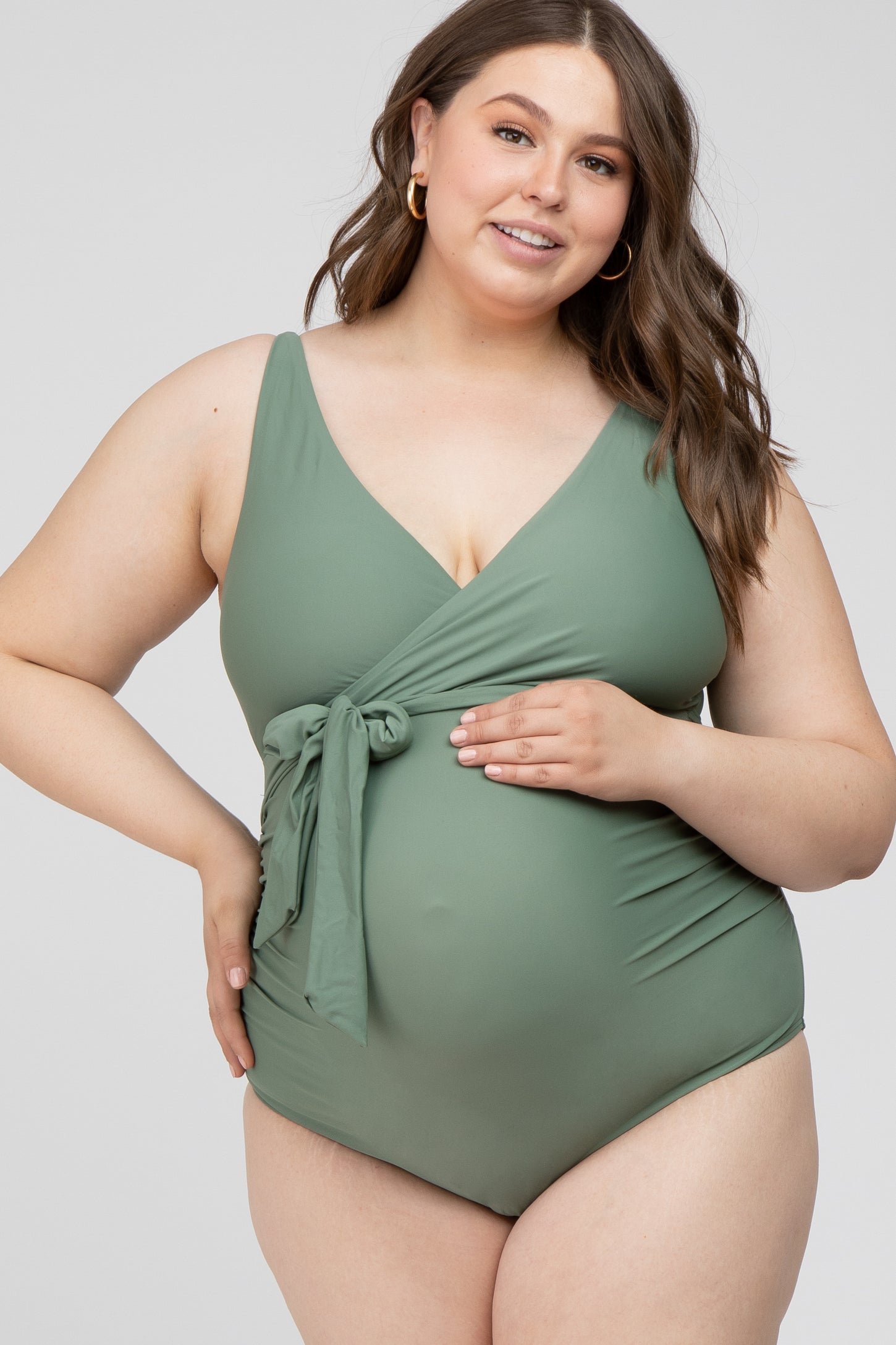 Maternity Plus-size One-piece Swimsuit with Belly Covering and
