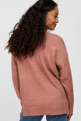 Rust Soft Knit V-Neck Sweater