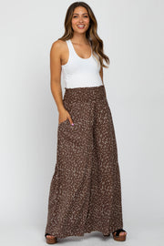 Mocha Speckled Smocked Waist Maternity Pant