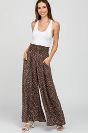 Mocha Speckled Smocked Waist Pant