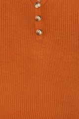 Rust Ribbed Button Front Maternity Plus Top