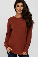 Rust Soft Knit Rounded Hem Maternity Top