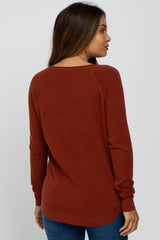 Rust Soft Knit Rounded Hem Maternity Top