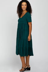 Forest Green Basic Tiered Midi Dress