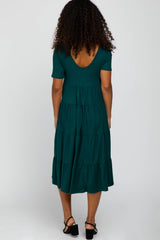 Forest Green Basic Tiered Midi Dress