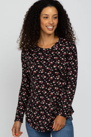 Black Floral Long Sleeve Top