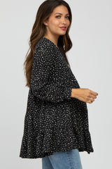 Black Polka Dot Button Down Maternity Tunic