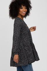 Black Polka Dot Button Down Tunic