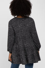 Black Polka Dot Button Down Tunic