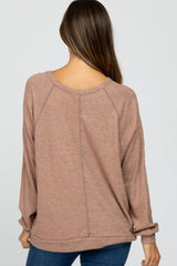 Taupe Waffle Knit Long Sleeve Maternity Top