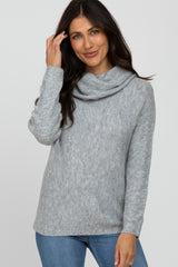 Grey Off Shoulder Dolman Sleeve Knit Maternity Top