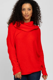 Red Off Shoulder Dolman Sleeve Knit Top