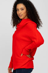 Red Off Shoulder Dolman Sleeve Knit Top