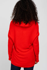 Red Off Shoulder Dolman Sleeve Knit Top