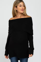 Black Off Shoulder Dolman Sleeve Knit Maternity Top