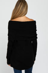 Black Off Shoulder Dolman Sleeve Knit Maternity Top