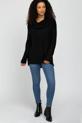 Black Off Shoulder Dolman Sleeve Knit Top