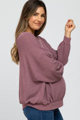 Plum Oversized Long Sleeve Maternity Top