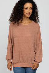 Salmon Oversized Long Sleeve Maternity Top